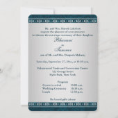 Hindu Ganesh Aquamarin, Silver Scrolls Wedding Inv Einladung (Rückseite)
