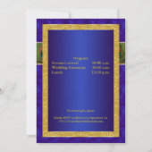 Hindu Ganesh Blue, Gold Peacock Wedite Einladung (Rückseite)