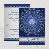 Hindu Ganesh Blue Silver Scrolls Wedding RSVP Card Karte (Vorne/Hinten)