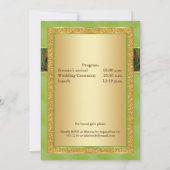 Hindu Ganesh Green, Gold Peacock Wedding Einladung (Rückseite)