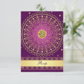 Hindu Ganesh Lila Gold Scrolls Wedding RSVP Card Einladung (Stehend Vorderseite)