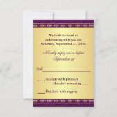 Hindu Ganesh Lila Gold Scrolls Wedding RSVP Card Einladung (Rückseite)