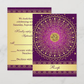 Hindu Ganesh Lila Gold Scrolls Wedding RSVP Card Einladung (Vorne/Hinten)