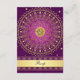 Hindu Ganesh Lila Gold Scrolls Wedding RSVP Card Einladung