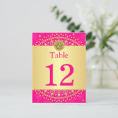 Hindu Ganesh Pink, Gold Tischnummer Post Card (Stehend Vorderseite)