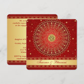 Hindu Ganesh Red, Gold Scrolls Verlobung laden ein Einladung (Vorne/Hinten)