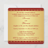 Hindu Ganesh Red, Gold Scrolls Verlobung laden ein Einladung (Rückseite)