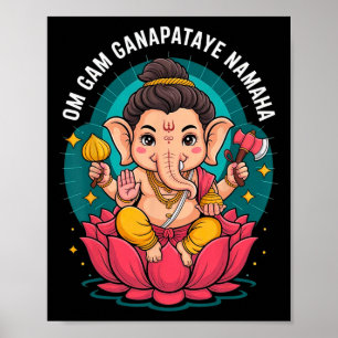 Hindu Ganesha Puja Elefantengott Indien Meditation Poster