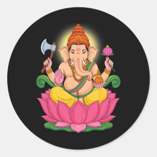 Hindu Ganesha Puja Elefantengott Indien Meditation Runder Aufkleber
