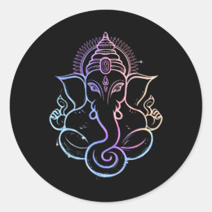 Hindu Ganesha Puja Elefantengott Indien Meditation Runder Aufkleber