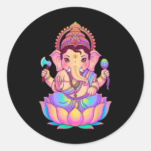 Hindu Ganesha Puja Elefantengott Indien Meditation Runder Aufkleber
