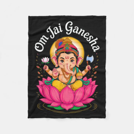Hindu Ganesha Puja Elephant Gott Indien Meditation Fleecedecke (Vorderseite)