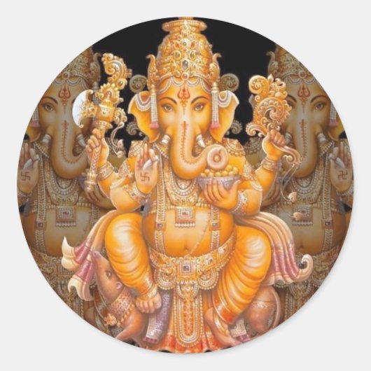 Hindu God Ganesh Runder Aufkleber (Vorderseite)
