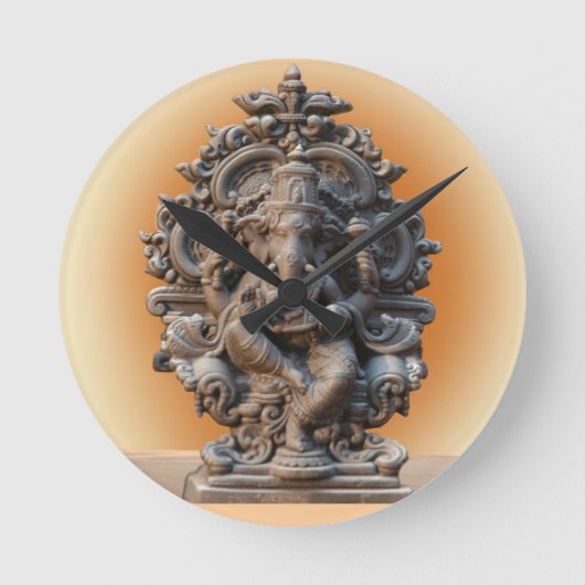 HINDU GOD GANESH WALL CLOCK RUNDE WANDUHR (Vorderseite)