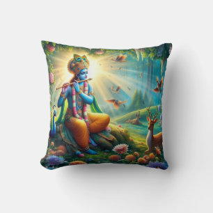 Hindu God Krishna Pillow mit Om Design auf der Rüc Kissen