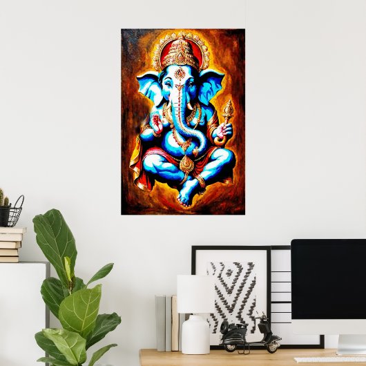 Hindu God Lord Ganesh Digitale Kunst herunterladen Poster (Heimbüro)