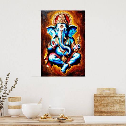 Hindu God Lord Ganesh Digitale Kunst herunterladen Poster (Küche)