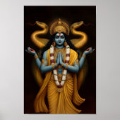 Hindu God Vishnu und Naga Shesha Portrait Art Poster (Vorne)