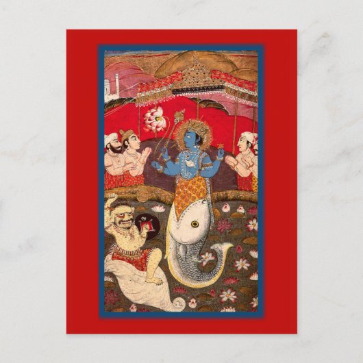 Hindu God Wahrscheinlich Vishnu Postkarte (Vorderseite)