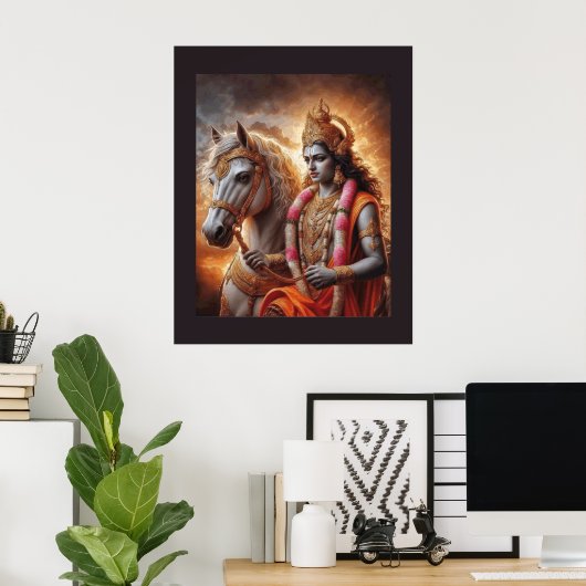 Hindu God with Horse - Poster (Heimbüro)