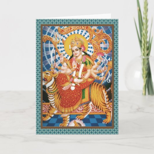 Hindu Goddess Durga mit Tigerkarten Karte (Vorderseite)
