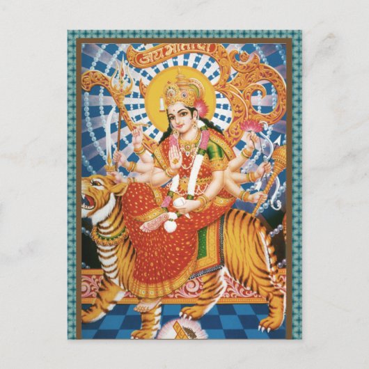 Hindu Goddess Durga mit Tigerkarten Postkarte (Vorderseite)