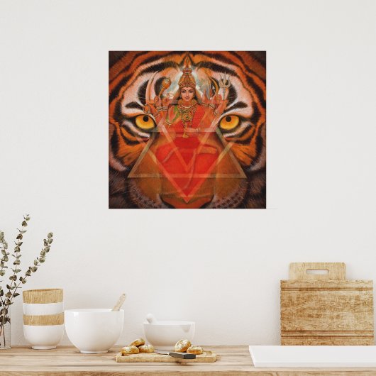 Hindu Goddess Durga und Tiger Art Poster (Küche)