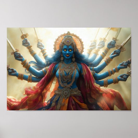 Hindu Goddess Kali Portrait Malerei Shakti Art Poster (Vorne)