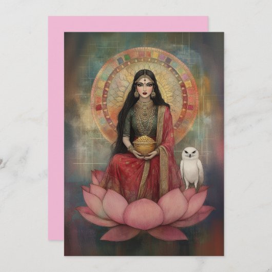 Hindu Goddess Lakshmi Art Nouveau Mosaic Portrait Einladung (Vorne/Hinten)