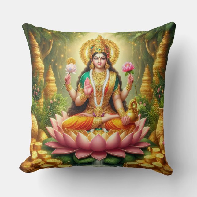 Hindu Goddess Lakshmi / Laxmi Pillow w/Om design Kissen (Vorderseite)