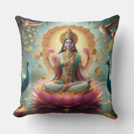 Hindu Goddess Lakshmi / Laxmi Pillow w/Om design Kissen