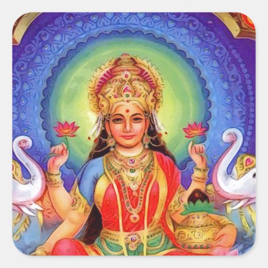 Hindu Goddess Lakshmi Maa Quadratischer Aufkleber (Vorderseite)