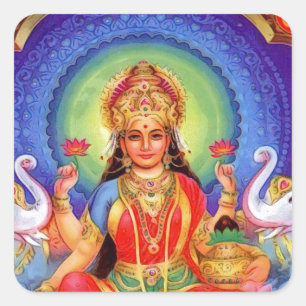 Hindu Goddess Lakshmi Maa Quadratischer Aufkleber