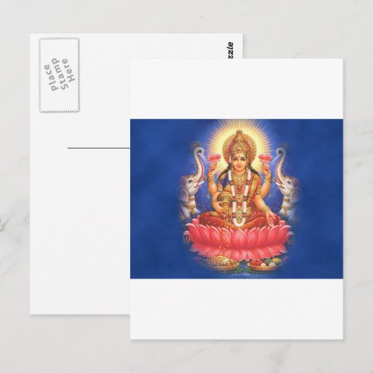 Hindu Goddess Laxmi Devi Mata Postkarte (Vorne/Hinten)