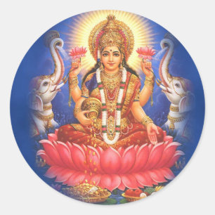 Hindu Goddess Laxmi Devi Mata Runder Aufkleber