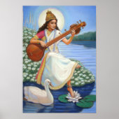 Hindu Goddess Saraswati Art Hinduism Poster Print (Vorne)