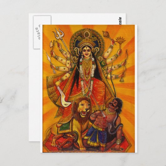 HINDU GODESS DURGA SIEG ÜBER EVIL POSTKARTE (Vorne/Hinten)