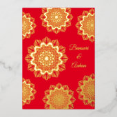 Hindu gold Mandala Hochzeit Folieneinladung (Vorderseite)