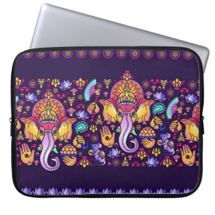 Hindu Gott Ganesha und indische Symbole in der Str Laptopschutzhülle