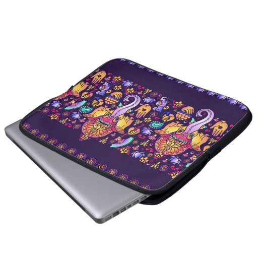Hindu Gott Ganesha und indische Symbole in der Str Laptopschutzhülle (Vorne Knopf)