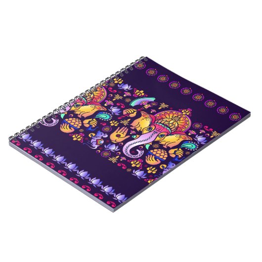 Hindu Gott Ganesha und indische Symbole in der Str Notizblock (Linke Seite)