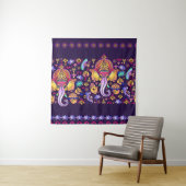 Hindu Gott Ganesha und indische Symbole in der Str Wandteppich (Beispiel)