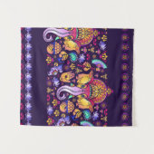 Hindu Gott Ganesha und indische Symbole in der Str Wandteppich (Vorderseite (Horizontal))