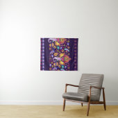 Hindu Gott Ganesha und indische Symbole in der Str Wandteppich (Beispiel (Horizontal))