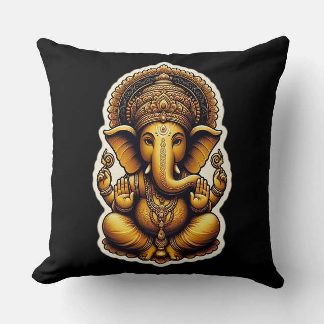 Hindu Gott Lord Ganesh / Ganesha Pillow mit Om Kissen (Vorderseite)