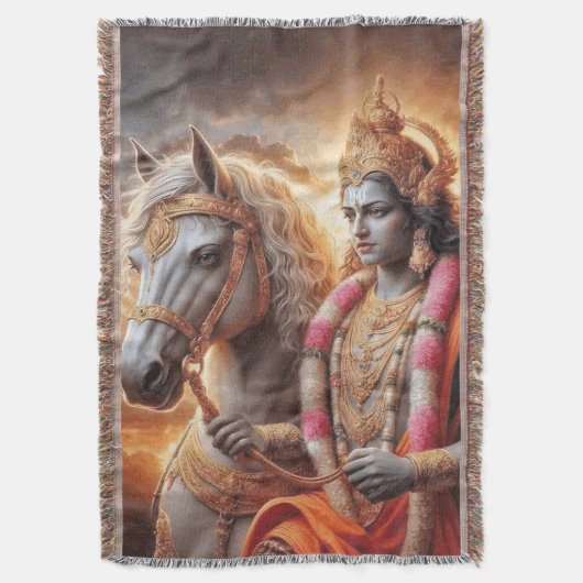 Hindu Gott mit Pferd - Blanket Decke (Vorderseite Vertikal)