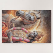 Hindu Gott mit Pferd - Puzzle (Horizontal)