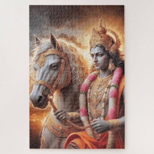 Hindu Gott mit Pferd - Puzzle (Vertikal)