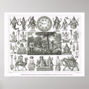 Hindu-Götter, mongolische Idole, Buddha-Figuren Poster