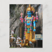 Hindu-Gottskulptur mit Pferdekutsche Postkarte (Vorderseite)